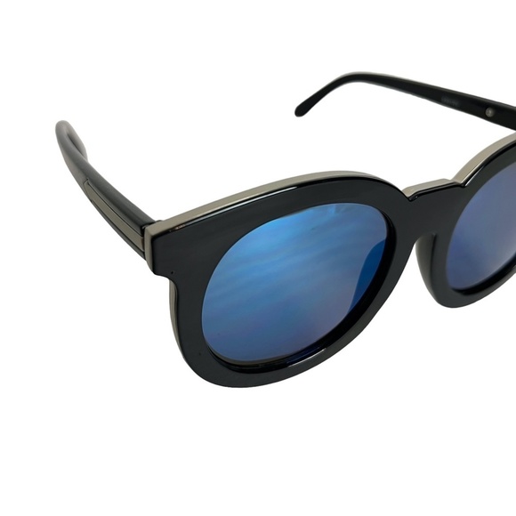 SUNGLASSES SUN GLASSES SHADES Black Silver Round Frames Plastic Arrow UV 400 - Picture 2 of 16